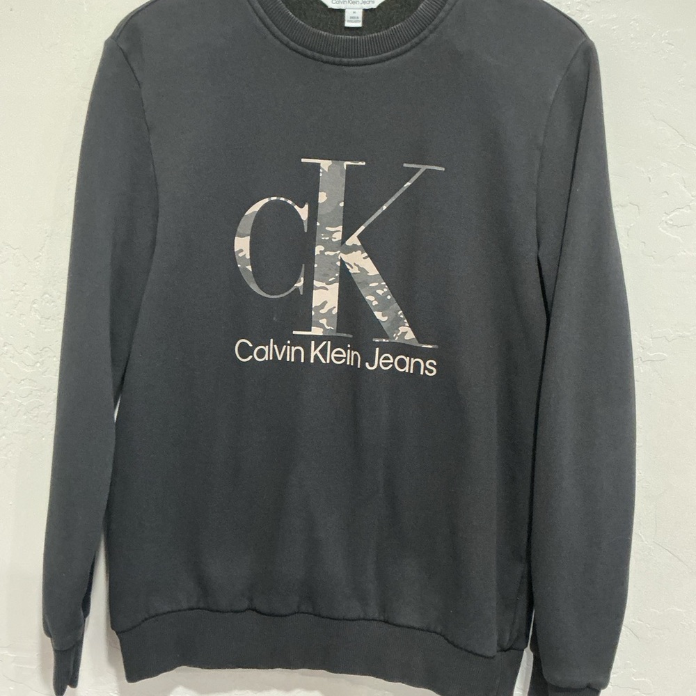 Calvin Klein sweaters Black Crewneck with Camo CK Graphic